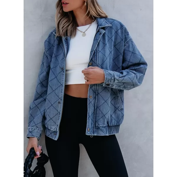 Sidefeel Womens Denim Jeans Jacket Long Sleeve Overszied Jean Coat Boyfriend Fall Outfit 2024 TrendyLight Blue