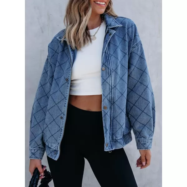 Sidefeel Womens Denim Jeans Jacket Long Sleeve Overszied Jean Coat Boyfriend Fall Outfit 2024 TrendyLight Blue