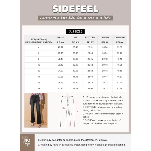 Sidefeel Womens High Waist Straight Leg Jeans Stretch Ankle Bootcut Jeans with PocketsBlack