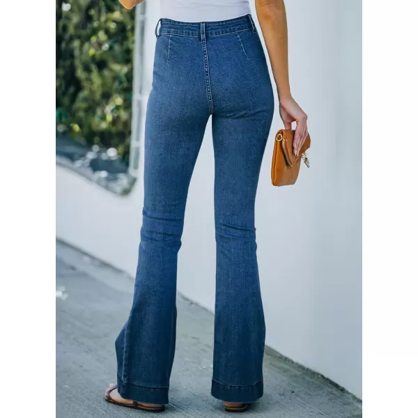 Sidefeel Womens High Waisted Jeans Stretchy Wide Leg Casual Flare Bell Bottom 2024 Fashion Denim PantsBluing