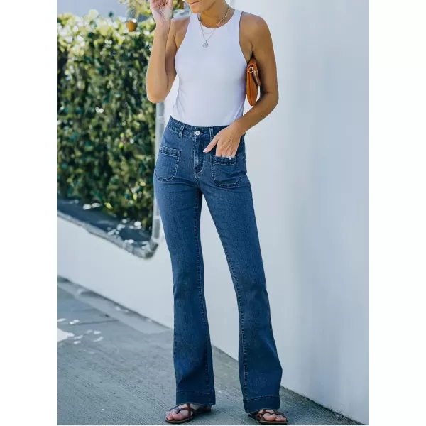 Sidefeel Womens High Waisted Jeans Stretchy Wide Leg Casual Flare Bell Bottom 2024 Fashion Denim PantsBluing