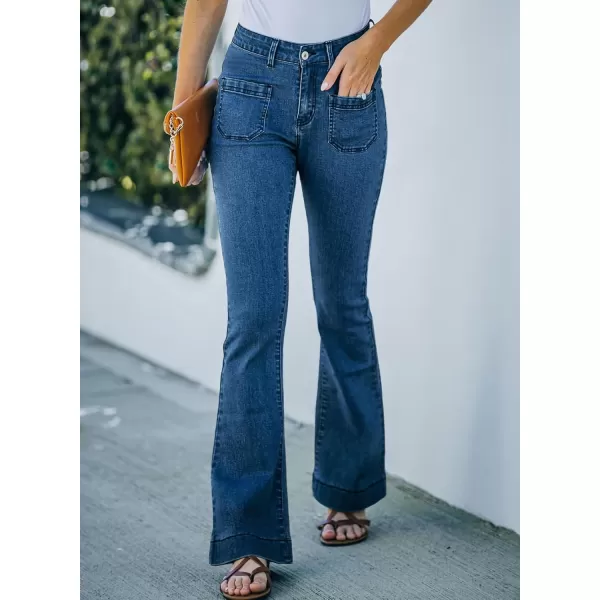 Sidefeel Womens High Waisted Jeans Stretchy Wide Leg Casual Flare Bell Bottom 2024 Fashion Denim PantsBluing
