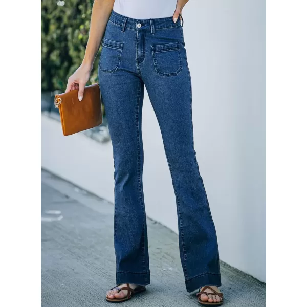 Sidefeel Womens High Waisted Jeans Stretchy Wide Leg Casual Flare Bell Bottom 2024 Fashion Denim PantsBluing