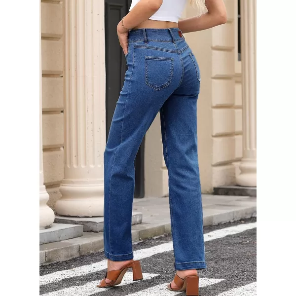 Sidefeel Womens Jeans High Waisted Straight Leg Stretchy Jeans Trendy Welt Pockets Loose Wide Leg Ankle Denim PantsBluing