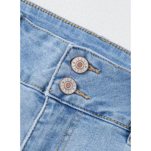 Sidefeel Womens Jeans High Waisted Straight Leg Stretchy Jeans Trendy Welt Pockets Loose Wide Leg Ankle Denim PantsIceland Blue