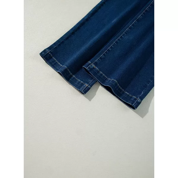 Sidefeel Womens Jeans High Waisted Straight Leg Stretchy Jeans Trendy Welt Pockets Loose Wide Leg Ankle Denim PantsNavy Blue
