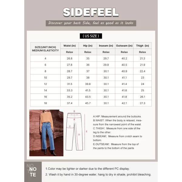 Sidefeel Womens Jeans High Waisted Straight Leg Stretchy Jeans Trendy Welt Pockets Loose Wide Leg Ankle Denim PantsSky Blue