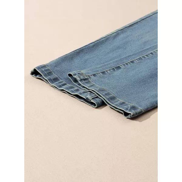 Sidefeel Womens Jeans High Waisted Straight Leg Stretchy Jeans Trendy Welt Pockets Loose Wide Leg Ankle Denim PantsVintage Blue
