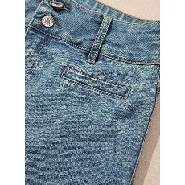 Sidefeel Womens Jeans High Waisted Straight Leg Stretchy Jeans Trendy Welt Pockets Loose Wide Leg Ankle Denim PantsVintage Blue