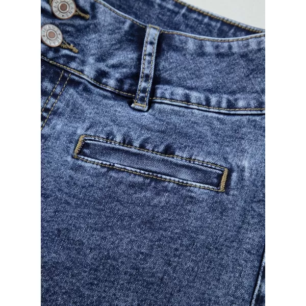 Sidefeel Womens Jeans High Waisted Straight Leg Stretchy Jeans Trendy Welt Pockets Loose Wide Leg Ankle Denim PantsWashed Blue