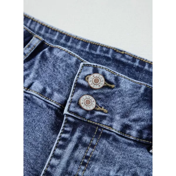 Sidefeel Womens Jeans High Waisted Straight Leg Stretchy Jeans Trendy Welt Pockets Loose Wide Leg Ankle Denim PantsWashed Blue