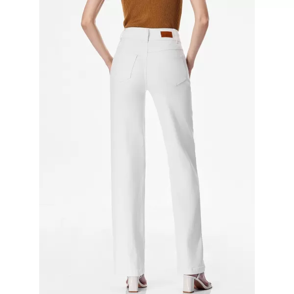 Sidefeel Womens Jeans High Waisted Straight Leg Stretchy Jeans Trendy Welt Pockets Loose Wide Leg Ankle Denim PantsWhite