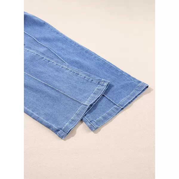 Sidefeel Womens Wide Leg Jeans Casual Baggy High Waisted Stretch Denim PantsSky Blue
