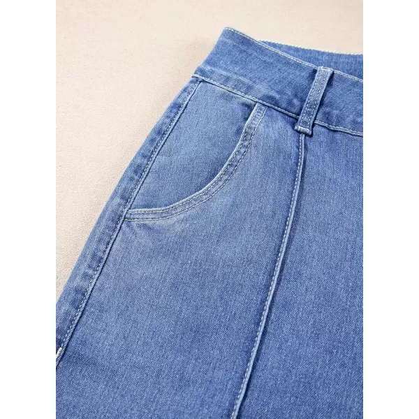 Sidefeel Womens Wide Leg Jeans Casual Baggy High Waisted Stretch Denim PantsSky Blue