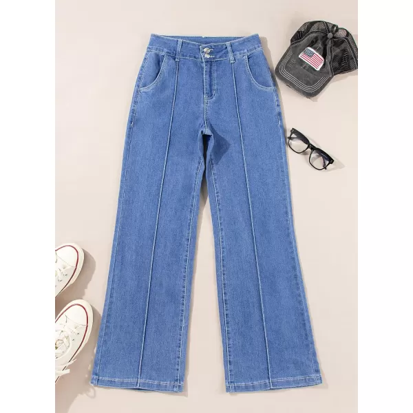Sidefeel Womens Wide Leg Jeans Casual Baggy High Waisted Stretch Denim PantsSky Blue