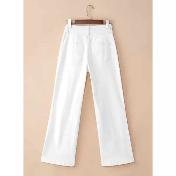 Sidefeel Womens Wide Leg Jeans Casual Baggy High Waisted Stretch Denim PantsWhite