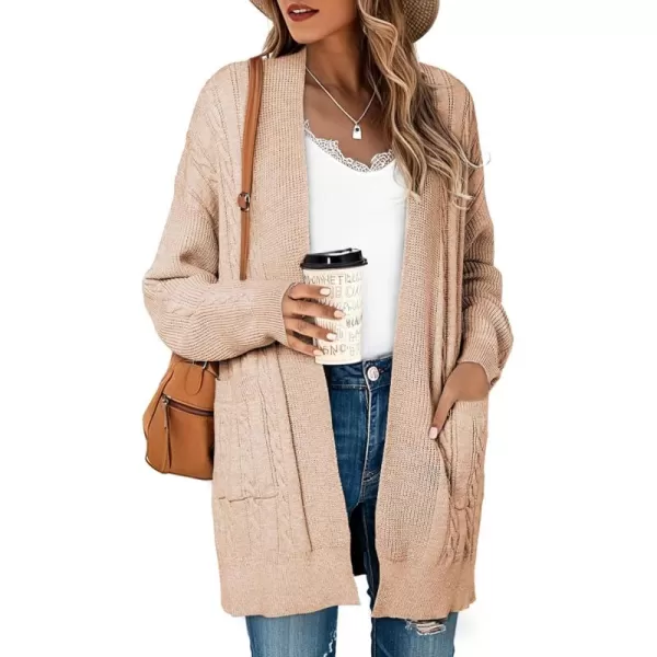 Sidefeel Womens Cardigan Sweaters Open Front Long Sleeve Knit Chunky Sweater CoatsBeige