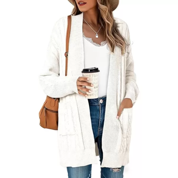 Sidefeel Womens Cardigan Sweaters Open Front Long Sleeve Knit Chunky Sweater CoatsWhite