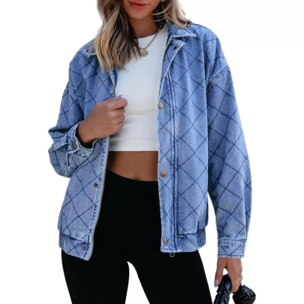 Sidefeel Womens Denim Jeans Jacket Long Sleeve Overszied Jean Coat Boyfriend Fall Outfit 2024 TrendyIceland Blue