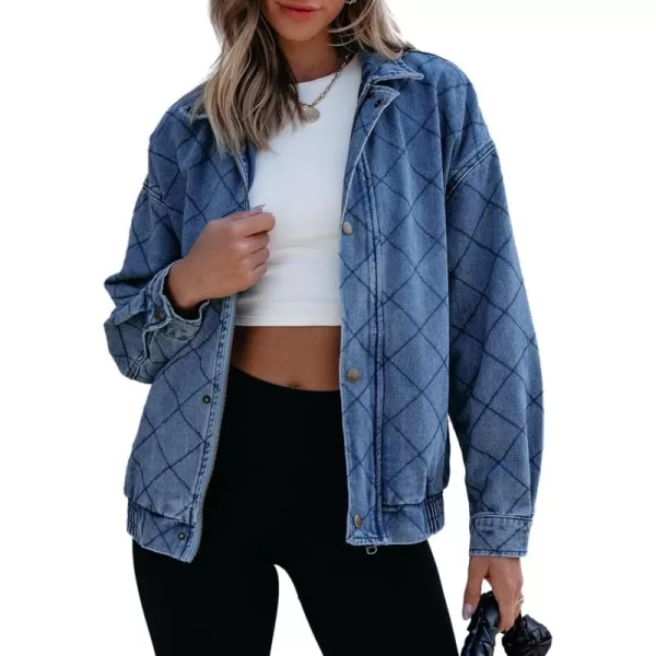Sidefeel Womens Denim Jeans Jacket Long Sleeve Overszied Jean Coat Boyfriend Fall Outfit 2024 TrendyLight Blue