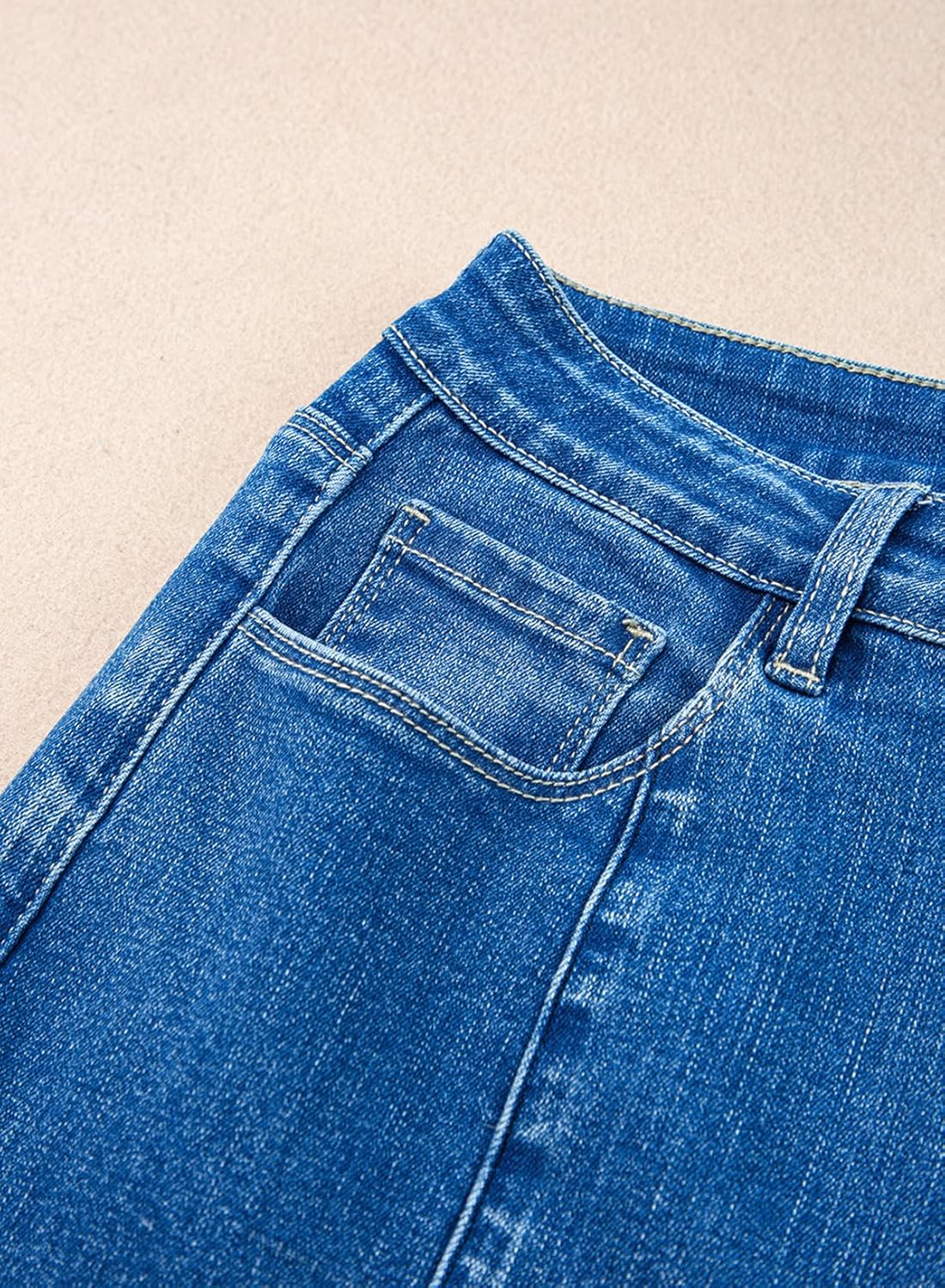 Sidefeel Womens Wide Leg Jeans High Waisted Stretchy Barrel Denim PantsBlue