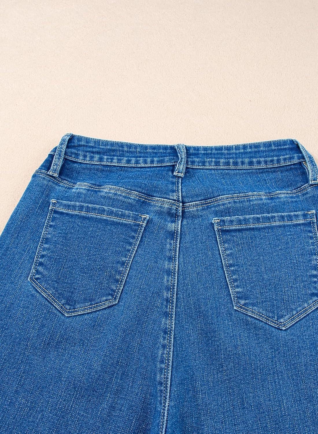 Sidefeel Womens Wide Leg Jeans High Waisted Stretchy Barrel Denim PantsBlue