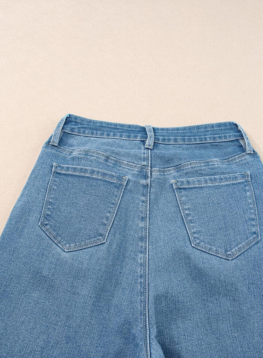 Sidefeel Womens Wide Leg Jeans High Waisted Stretchy Barrel Denim PantsSky Blue
