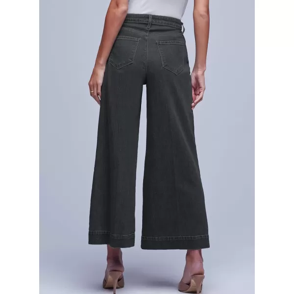 Sidefeel Womens Wide Leg Jeans High Waisted Stretchy Barrel Denim PantsBlack
