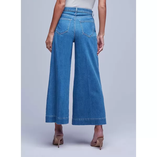Sidefeel Womens Wide Leg Jeans High Waisted Stretchy Barrel Denim PantsBlue
