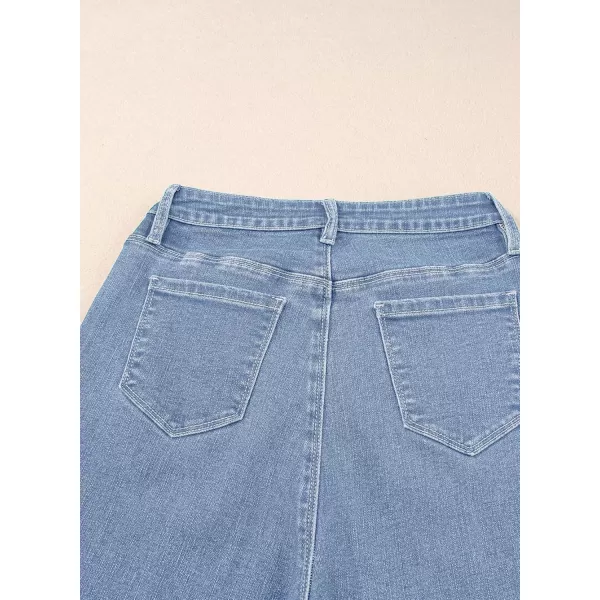 Sidefeel Womens Wide Leg Jeans High Waisted Stretchy Barrel Denim PantsLight Blue