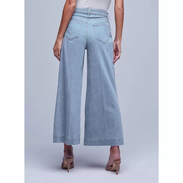 Sidefeel Womens Wide Leg Jeans High Waisted Stretchy Barrel Denim PantsLight Blue