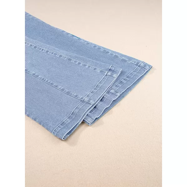 Sidefeel Womens Wide Leg Jeans High Waisted Stretchy Barrel Denim PantsLight Blue