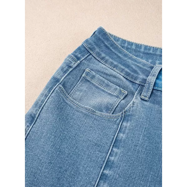Sidefeel Womens Wide Leg Jeans High Waisted Stretchy Barrel Denim PantsSky Blue