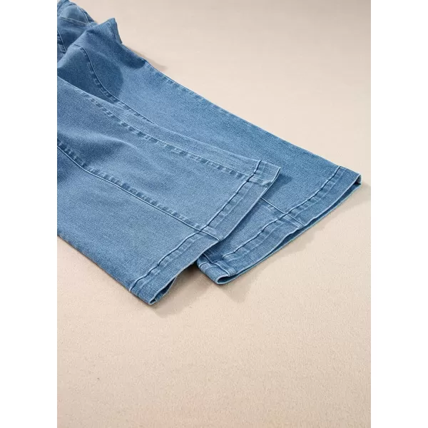 Sidefeel Womens Wide Leg Jeans High Waisted Stretchy Barrel Denim PantsSky Blue