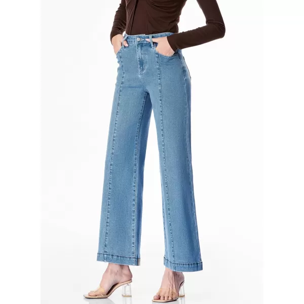 Sidefeel Womens Wide Leg Jeans High Waisted Stretchy Barrel Denim PantsSky Blue