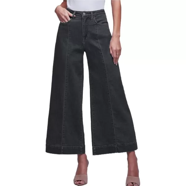 Sidefeel Womens Wide Leg Jeans High Waisted Stretchy Barrel Denim PantsBlack