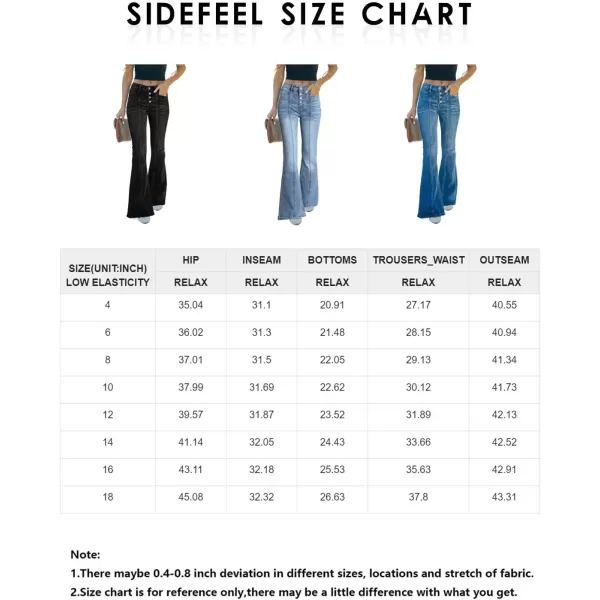 imageSidefeel Womens High Waisted Jeans Wide Leg Button Fly Bell Bottoms Flared Denim PantsAblack