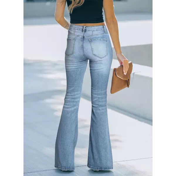 imageSidefeel Womens High Waisted Jeans Wide Leg Button Fly Bell Bottoms Flared Denim PantsAsky Blue