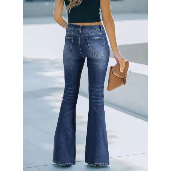 imageSidefeel Womens High Waisted Jeans Wide Leg Button Fly Bell Bottoms Flared Denim PantsBluing