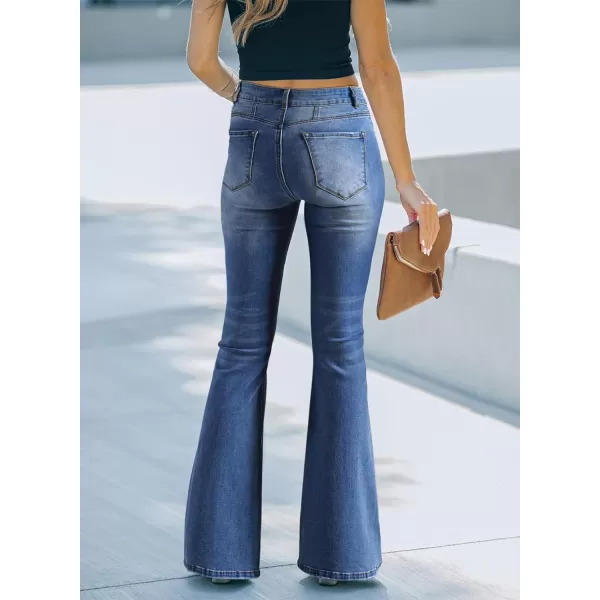 imageSidefeel Womens High Waisted Jeans Wide Leg Button Fly Bell Bottoms Flared Denim PantsSky Blue