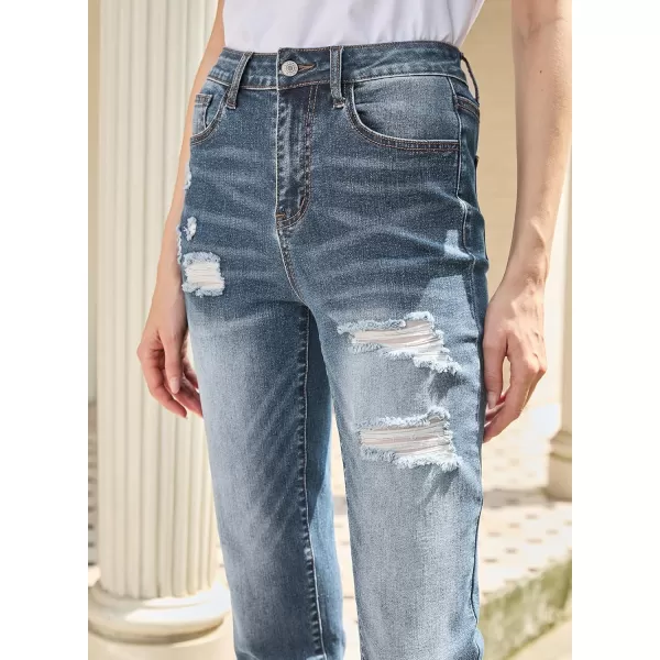 imageSidefeel Womens Straight Leg Jeans Ripped Casual Loose Distressed Boyfriend Denim PantsMyosotis