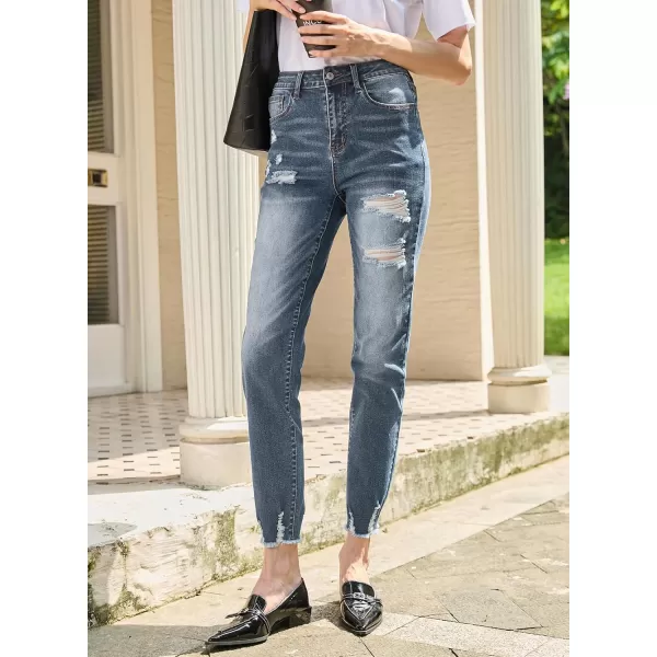 imageSidefeel Womens Straight Leg Jeans Ripped Casual Loose Distressed Boyfriend Denim PantsSail Blue