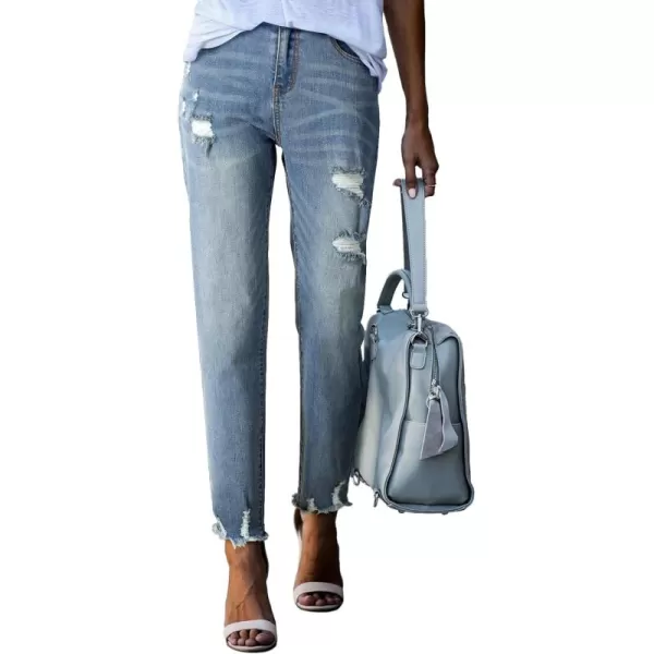 imageSidefeel Womens Straight Leg Jeans Ripped Casual Loose Distressed Boyfriend Denim PantsMyosotis