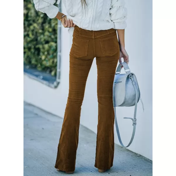 imageSidefeel Womens Corduroy Flare Pants Elastic Waist Bell Bottom Trousers 2024 Women FashionsA 21 Brown