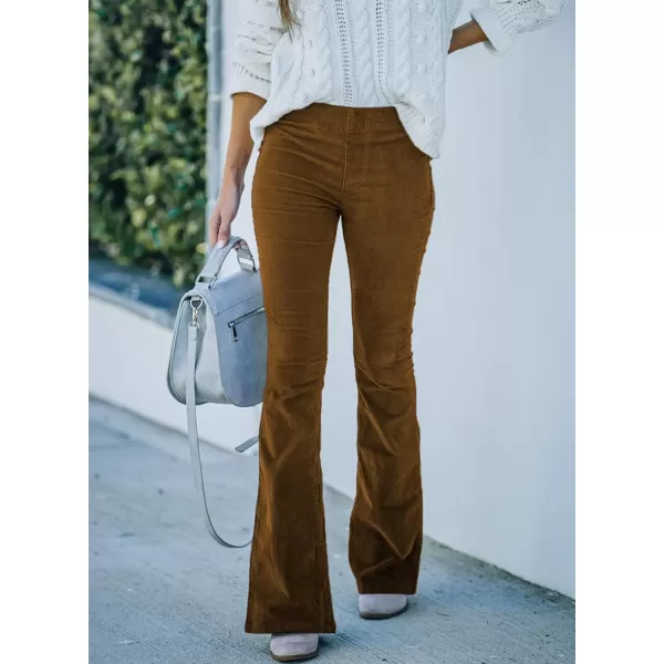 imageSidefeel Womens Corduroy Flare Pants Elastic Waist Bell Bottom Trousers 2024 Women FashionsA 21 Brown