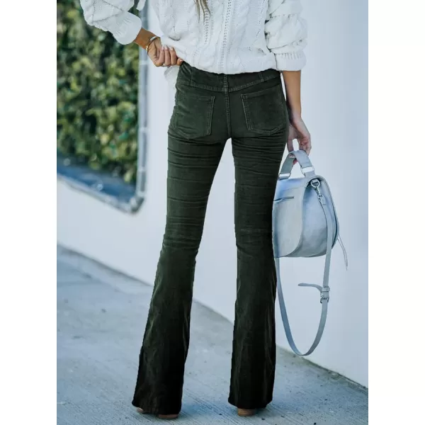 imageSidefeel Womens Corduroy Flare Pants Elastic Waist Bell Bottom Trousers 2024 Women FashionsA 21 Green