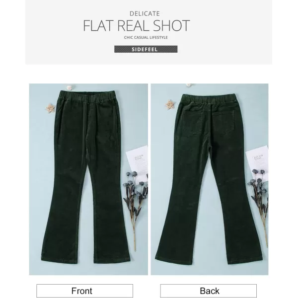 imageSidefeel Womens Corduroy Flare Pants Elastic Waist Bell Bottom Trousers 2024 Women FashionsA 21 Green