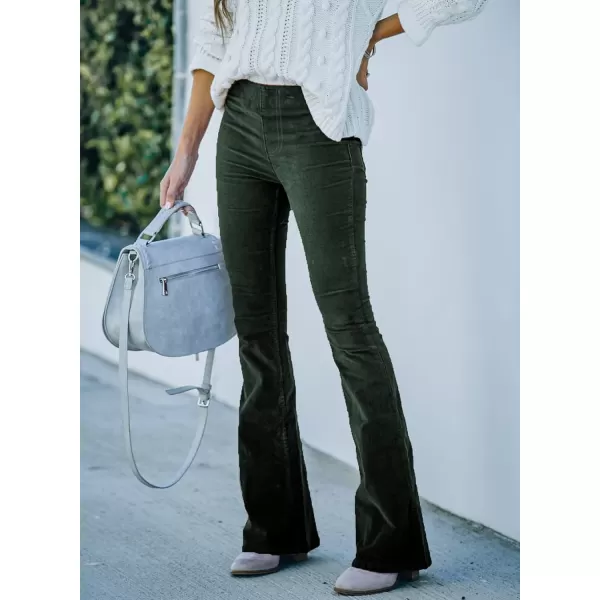 imageSidefeel Womens Corduroy Flare Pants Elastic Waist Bell Bottom Trousers 2024 Women FashionsA 21 Green