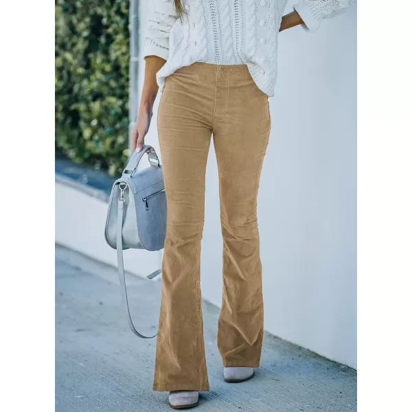 imageSidefeel Womens Corduroy Flare Pants Elastic Waist Bell Bottom Trousers 2024 Women FashionsA 21 Khaki