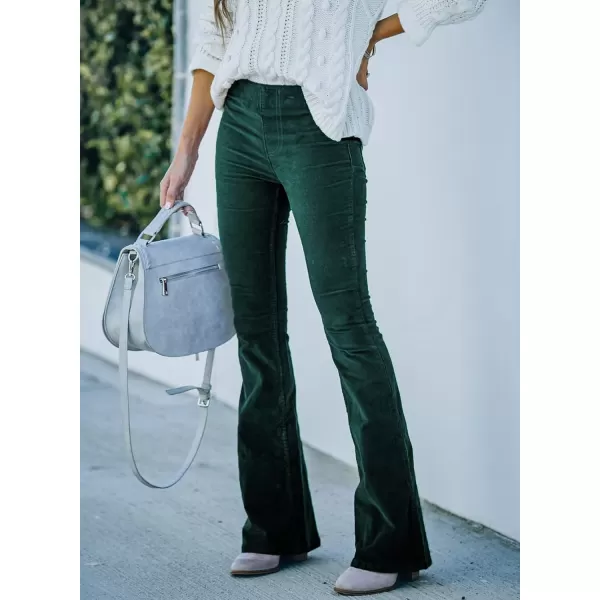 imageSidefeel Womens Corduroy Flare Pants Elastic Waist Bell Bottom Trousers 2024 Women FashionsA 22 Green